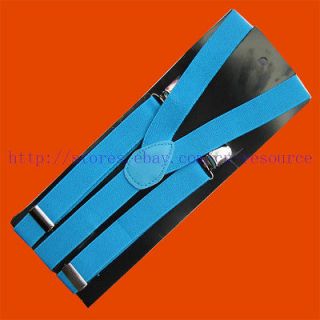 unisex clip on braces elastic y back suspenders acid blue