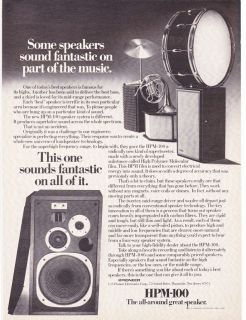 Original Print Ad 1976 PIONEER HPM 100 SPEAKER sounds fantastic on all 