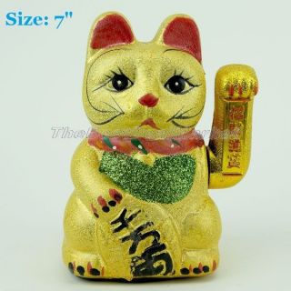 Chinese Japaniess Feng Shui Lucky Cat Hand Waving Wealth Fortune 7 