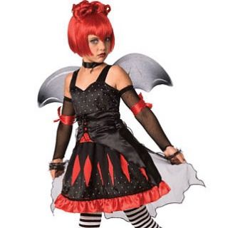 Gothic Batty Princess 8 10 Halloween Costume Child Girl Black Red Bat 