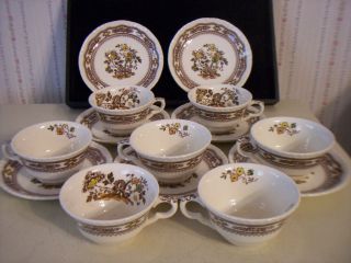 VINTAGE MADE IN ENGLAND MASONS MANCHU CUPS & SAUCERS~7 SETS