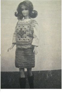 Vintage Barbie Clothes Pattern Crochet Granny Square Rib Tickler 