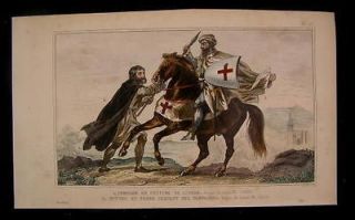 knights templar guerre france 1838 hand color costume  39 
