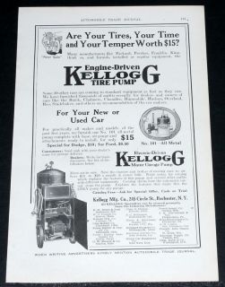 1915 OLD MAGAZINE PRINT AD, KELLOGG, ENGINE DRIVEN & MOTOR GARAGE TIRE 