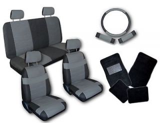 Grey Black Faux Leather Next Generation Car Seat Covers w/ Black Mats 