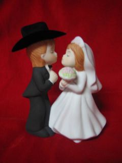 kissing cowboy bride favor western wedding cake topper time left