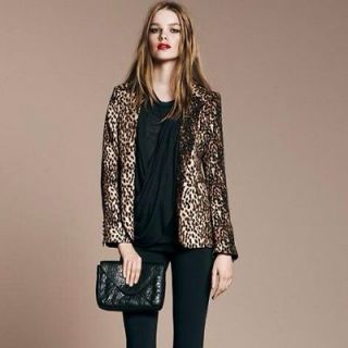 ZARA nwt womens cheetah leoapard L blazer jacket one button FREE USA 
