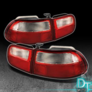 92 95 HONDA CIVIC 3DR 3DOOR HATCH BACK Si CX DX RED CLEAR TAIL LIGHTS 