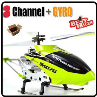 S107 3 Channel 3CH Remote Control RC GYRO Mini Metal Helicopter Green 