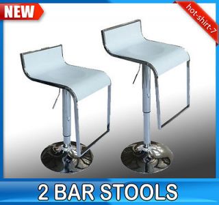 New Set Of 2 White Adjustment Bar Stool Leather Counter Pub Kitchen 