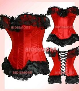 crimson red black lace victorian bustier corset s xl from
