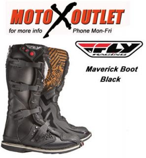 Fly Racing Maverick Dirt Bike Boots MX Black Size Y6 Youth Kids
