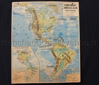 C206 Famous French antique school map North South America USA 48*40 