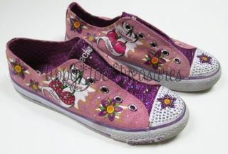 Sketchers sz 4 Girls Slip on Embellished Cherry Sweets Sneakers Shoes 