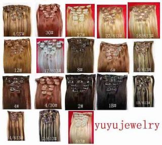nice high 18 7Pcs Clip in 100% remy human Hair Extensions #30 medium 