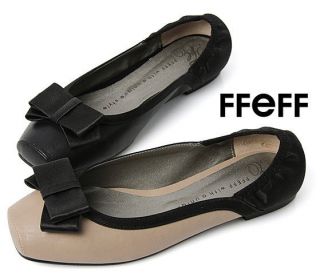 FFeFF/ New Womens Shoes Blacks & Ivory 0.2 Heels Ballet Flats Ribbon 