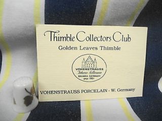 VOHENSTRAUSS PORCELAIN  W. GERMANY  GOLDEN LEAVES THIMBLE TCC