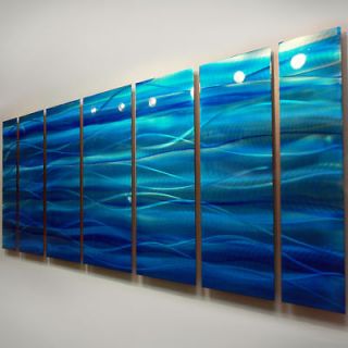 Contemporary Hand Painted Blue Metal Wall Art Sculpture Rhythm Of 