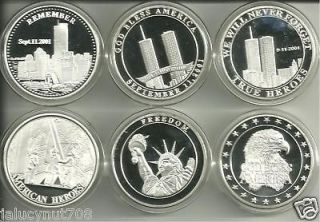 WORLD TRADE CENTER~SEPTEMBER 11, 2001~SILVER COMMEMORATIVE COINS