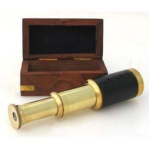 NEW 6 Handheld Brass Telescope with Wooden Box   Pirate Navigation