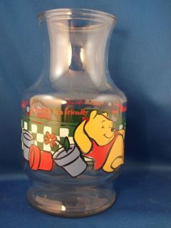 Winnie The Pooh & Eyeore Large 60 oz Clear Glass Pitcher Carafe 