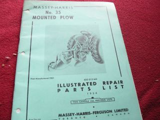 Massey Ferguson 141 Mounted Plow Original Dealers Parts Book