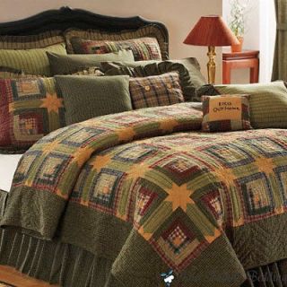 Green Log Cabin Twin Queen Cal King Size Lodge Quilt Cotton Bedroom 