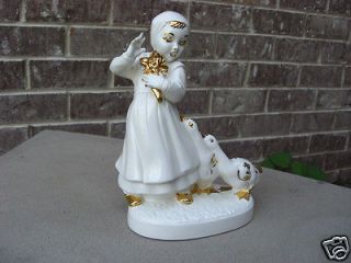 Hollywood Regency Glam Girl with Geese Figurine Holland Mold