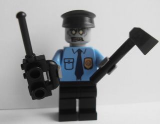 Lego Zombie Police Policeman Minifigure With Walkie Talkie & Axe