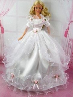 Fashion Handmake Princess Wedding Party Dress Grows For Barbie with 