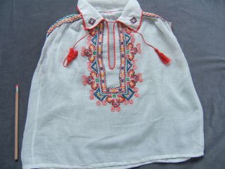 Vintage HUNGARIAN Embroidery CHILD TOP, Sleeveless, Folk Costume