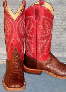 Anderson Bean Caiman Belly Leather Square Toe Cowboy Boots NEW $500 