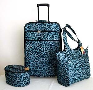 Carry On 3 pc Travel Set Bag Rolling Wheel Luggage Beauty Case Purse 