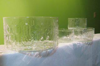 Oiva Toikka Flora Glass Serving Bowl Set of 5 Iittala Finland Art Mid 