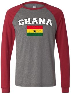 Ghana Country Flag Mens Raglan T Shirt Baseball Tee Ghanese World Cup 