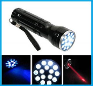 Top Sale Black 15 LED Torch UV Red Laser Pointer Bright Police 
