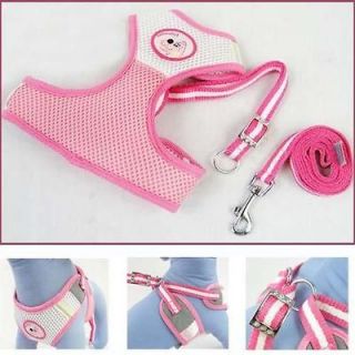 Dog Cat Pet Adjustable Soft Safety Harness Mesh With Pulling Lead 