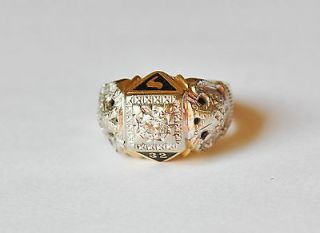 Vintage 14K Gold Masonic Ring 0.40CT 50CT Diamond Ring/double eagle 