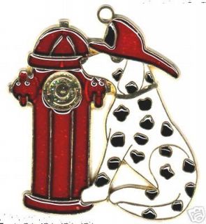 dalmatian fire dog suncatcher with red fire hydrant time left