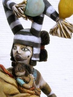 16 Hopi Clown Kachina Doll Sculpture with Little Sister by Prinston 
