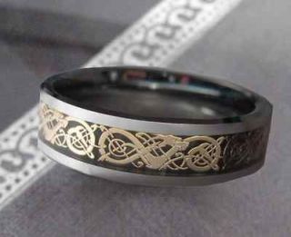 Dragon Tungsten Carbide Celtic Ring Mens ninja Jewelry Wedding Band 