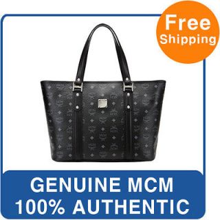 new genuine mcm shopper bag black visetos