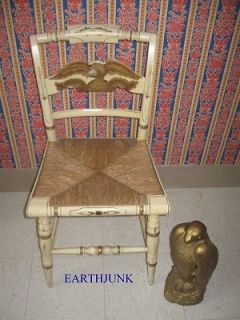Hitchcock Ivory White Painted Hand Decorated Eagle Side Chair