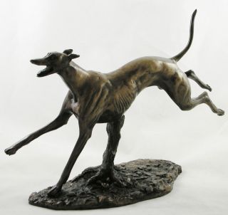 CHASING GREYHOUND ACTION FIGURINE Bronzed Statue DOG ORNAMENT   Gift 