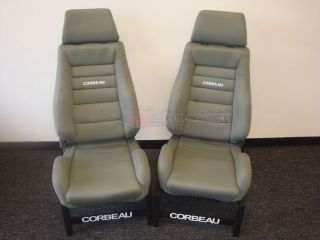 Corbeau GTSII Grey Cloth Reclining Racing Seats Pair Driver & Pass 