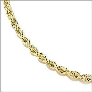 solid 14k gold diamond cut rope chain necklace 20 time