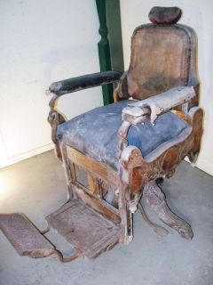 Late 1800s Antique Victorian Koken Wooden Barber Chair   Fancy   See 