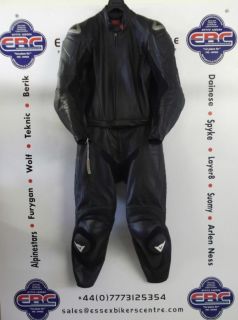 Dainese Stripes Two Piece Black Leathers Eu 52 UK 42 Exc Condition