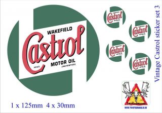 Castrol Oil Sticker set 3 vintage style ideal for cars bikes laptops 