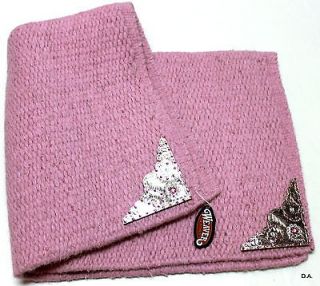 Pink 100% Wool Saddle Blanket w/ Sage Crystal Corner Plates Horse Tack